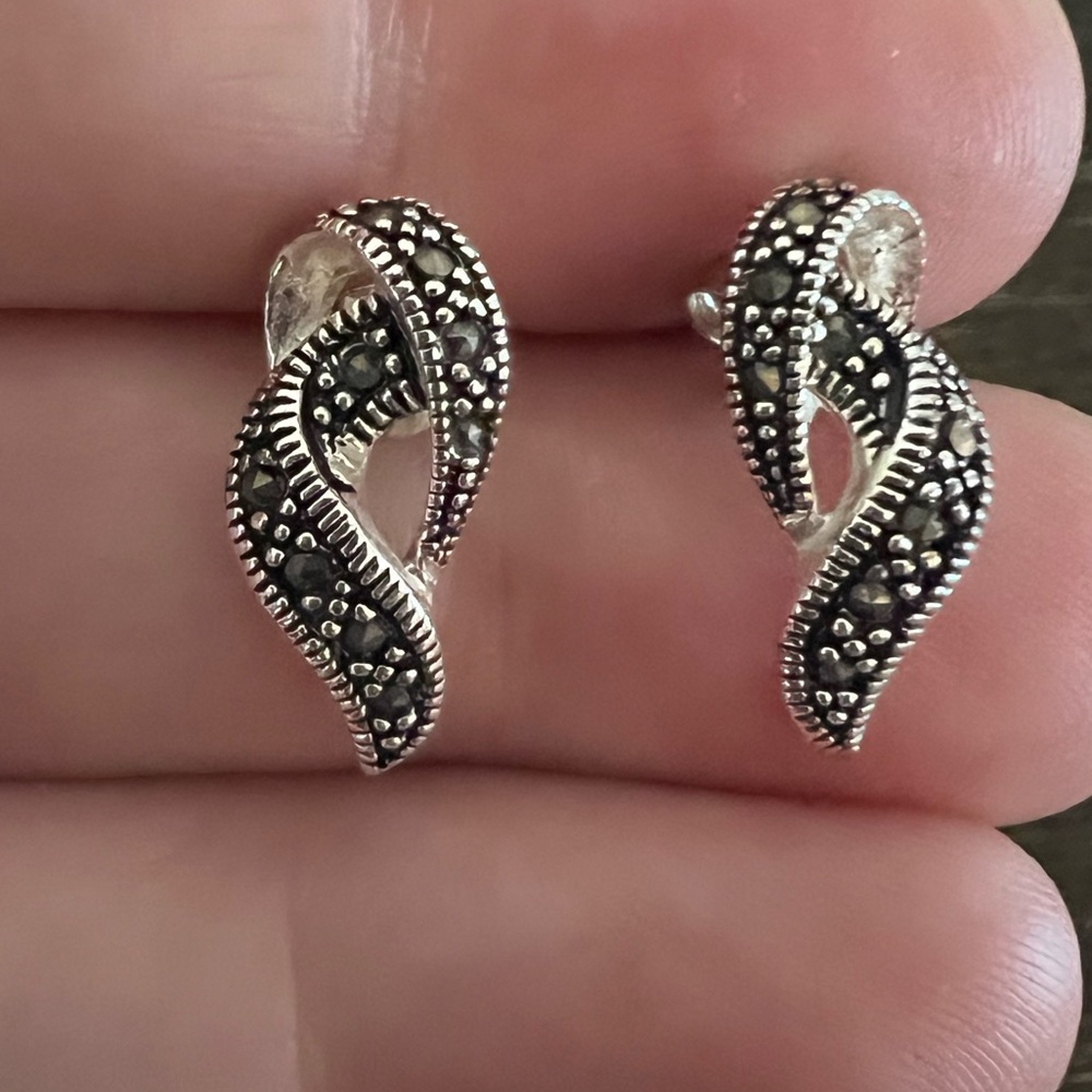 Sterling Silver Marcasite Post Earrings